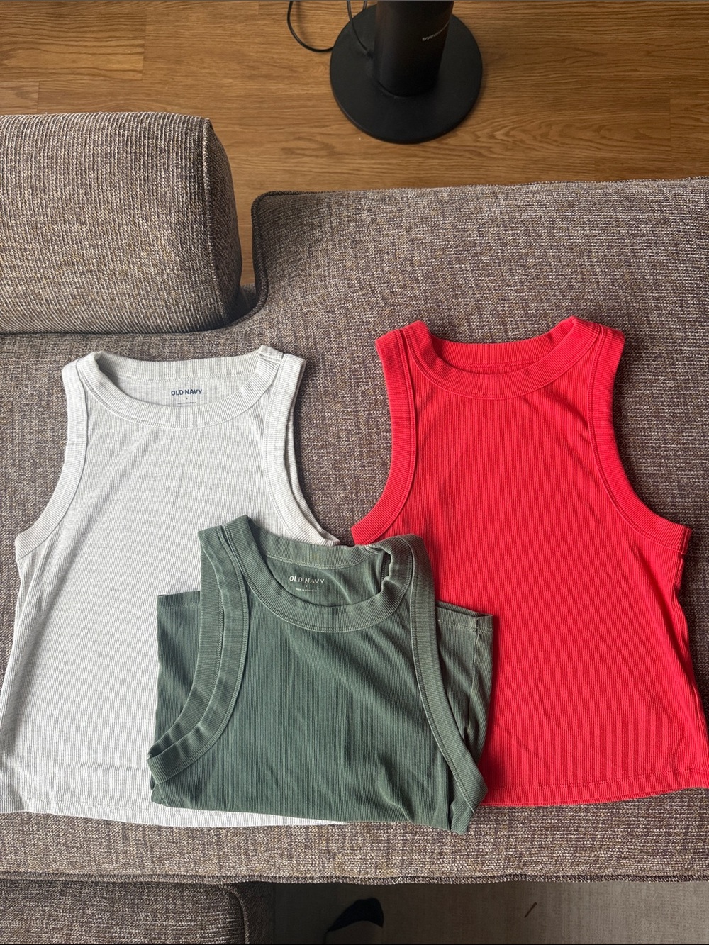 Old Navy set of 3 Women’s Ribbed Tank Top - Red, Light Gray, Olive